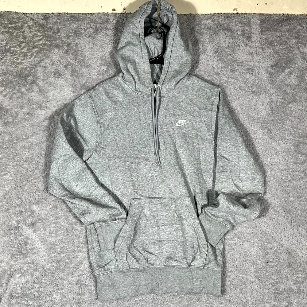 Nike Sportswear Hoodie Mens XS Gray Cotton Swoosh Fleece Long Sleeve Sweatshirt